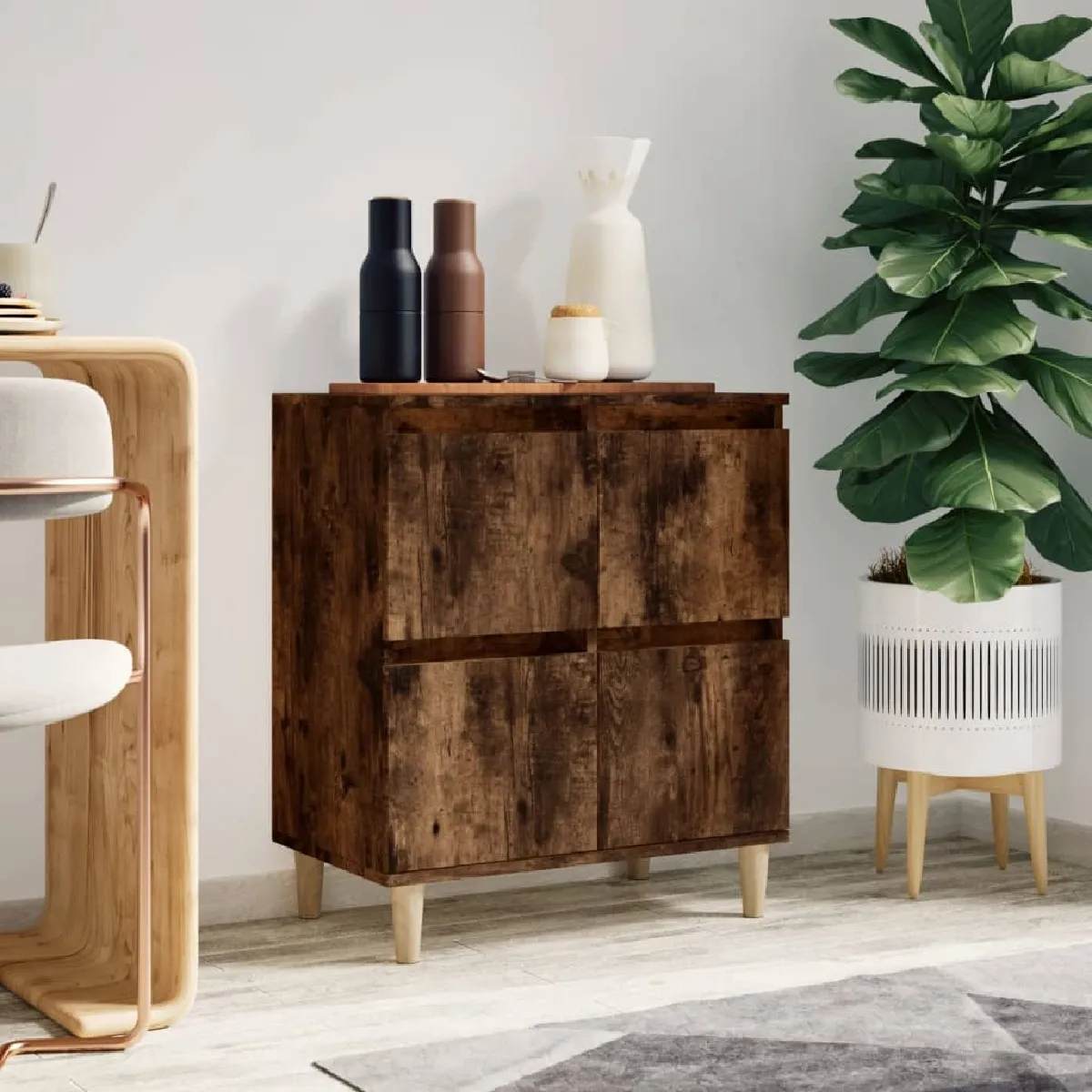 vidaXL Buffet chêne fumé bois d'ingénierie - vue 2