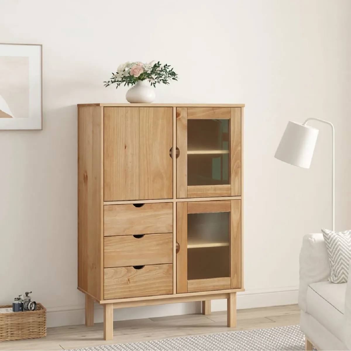 Vidaxl Buffet Haut OTTA Bois de Pin 85x43x125 cm