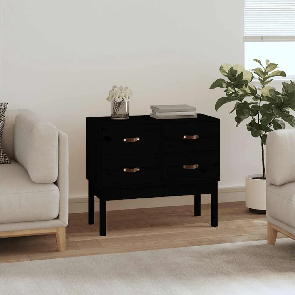 VIDAXL - Console - Pin - Noir - 90x40x78 cm - Image 2