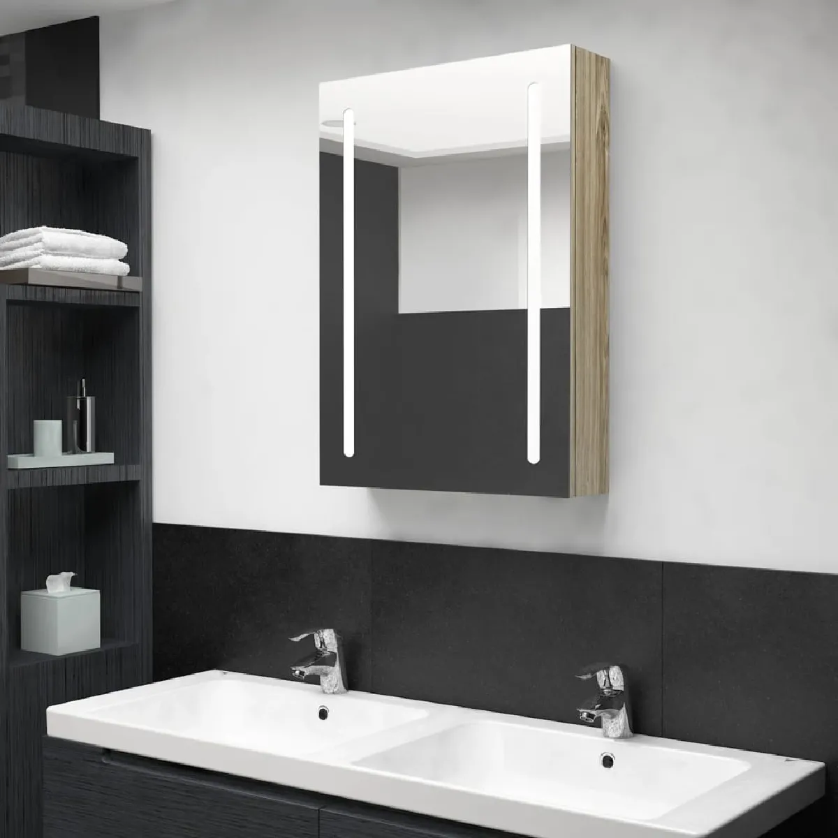 vidaXL Armoire miroir LED Chêne