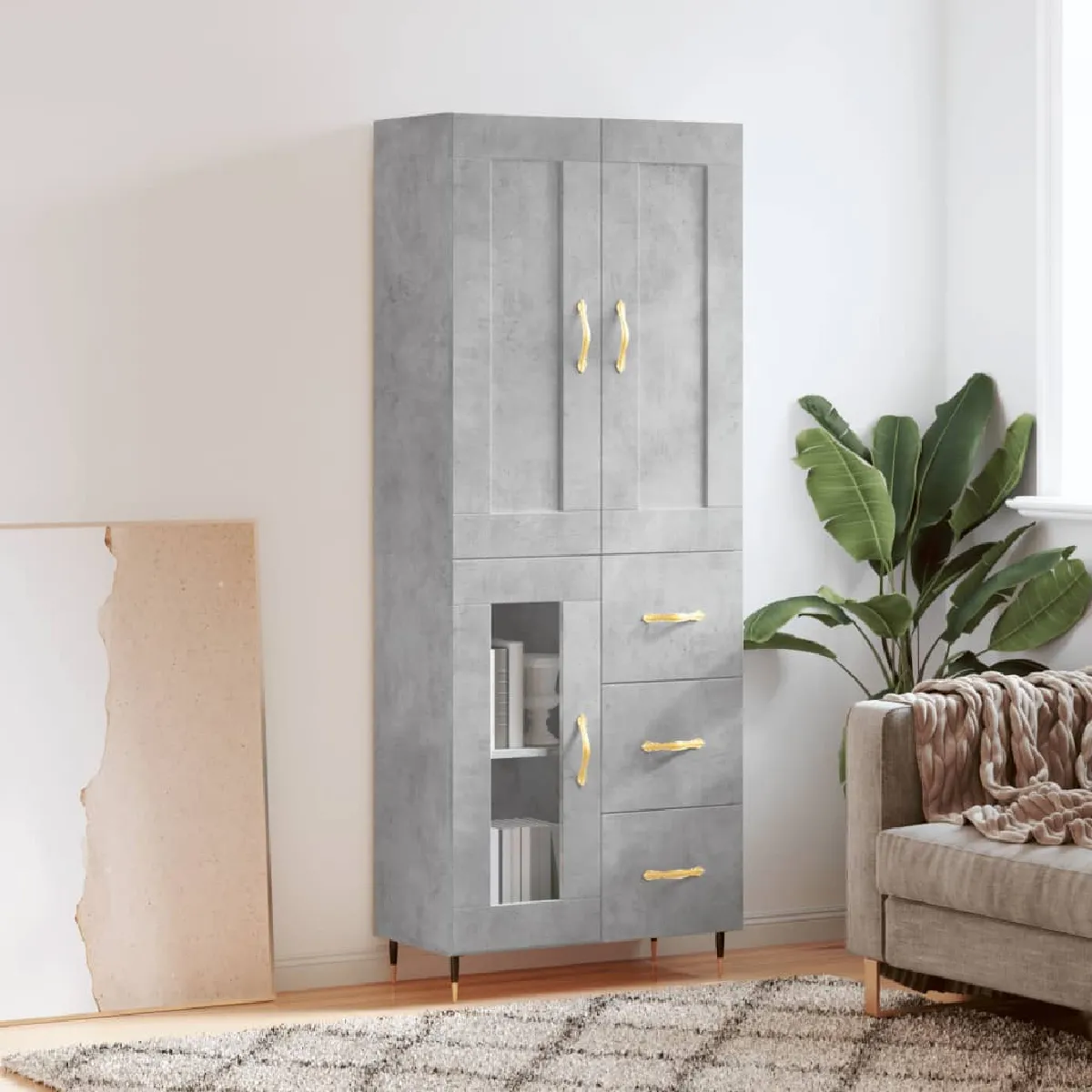 vidaXl Buffet haut bois d'ingénierie Béton - vue 3