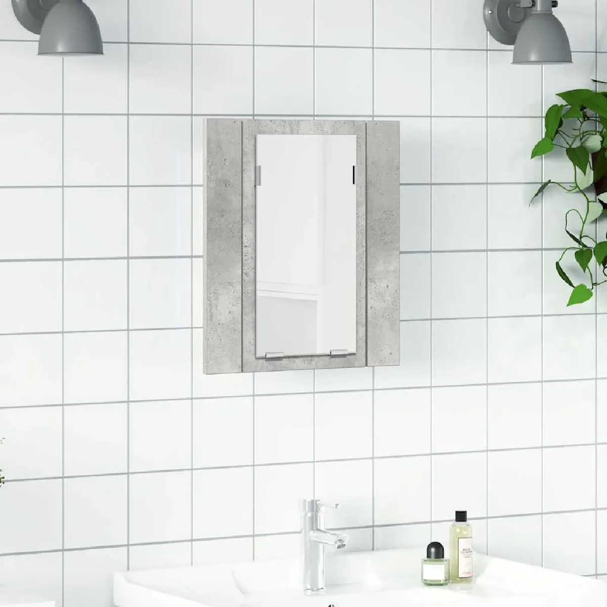 vidaXL Armoire de salle de bain à miroir LED béton - vue 2