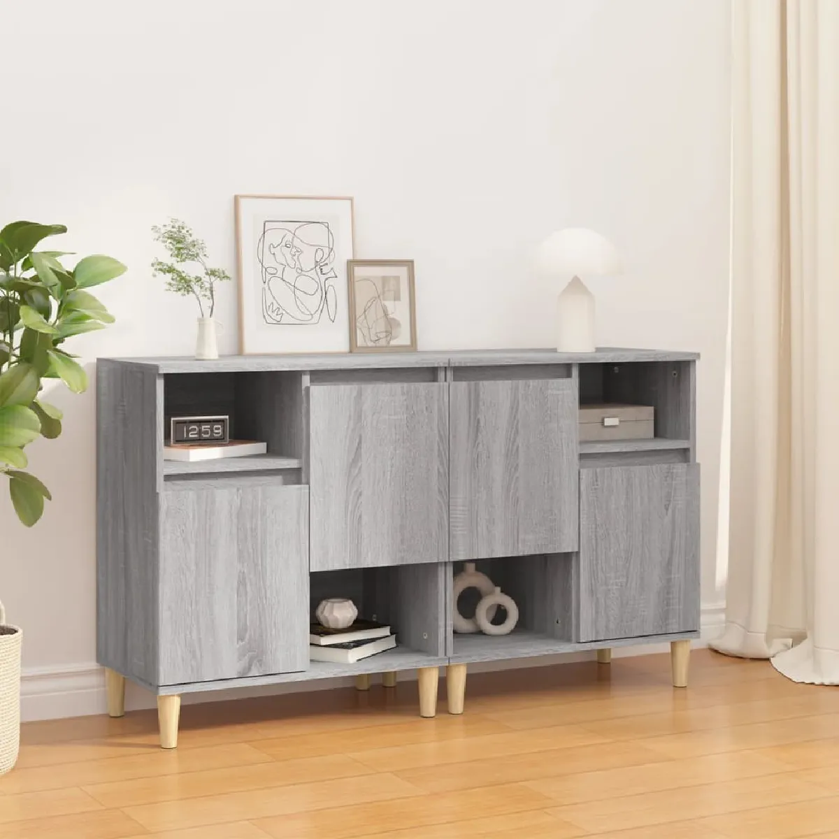 vidaXL Buffets sonoma gris 60x35x70 cm 2 pièces