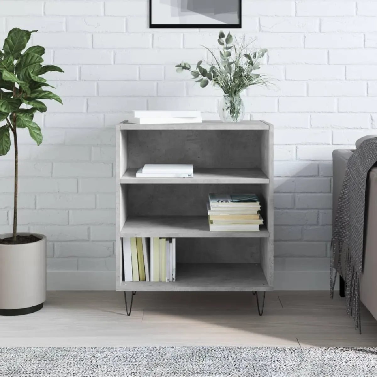 Non Communiqué Gris Buffet Béton 57X35x70 Cm Bois D Ingénierie - Image 3
