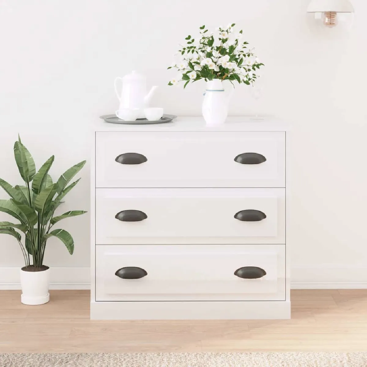 Non Communiqué Blanc Vidaxl Buffet Brillant 70X35,5X67,5 Cm Bois D'ingénierie816226 - Image 3
