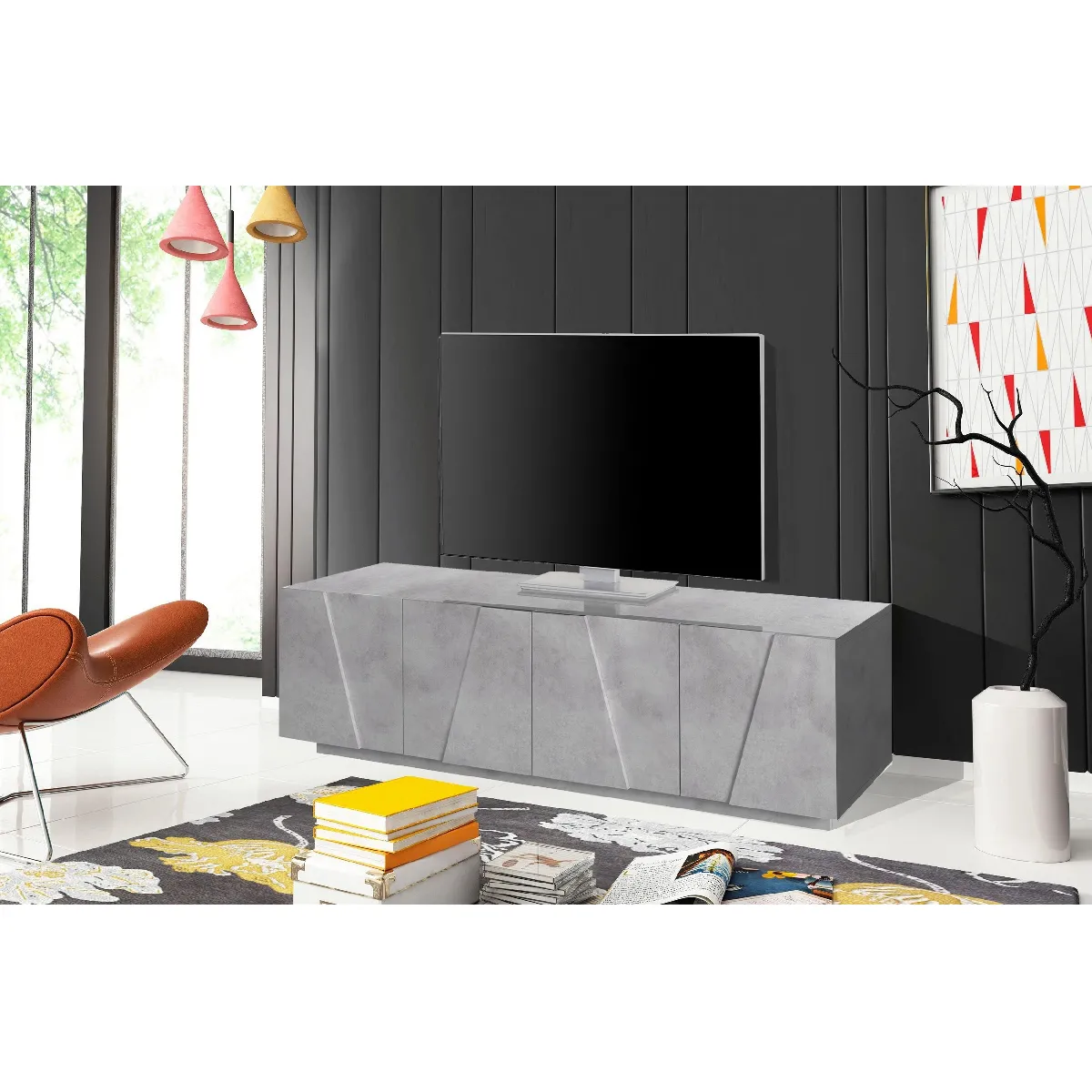 Alter Meuble TV - Gris ciment Alter Meuble TV - Gris ciment