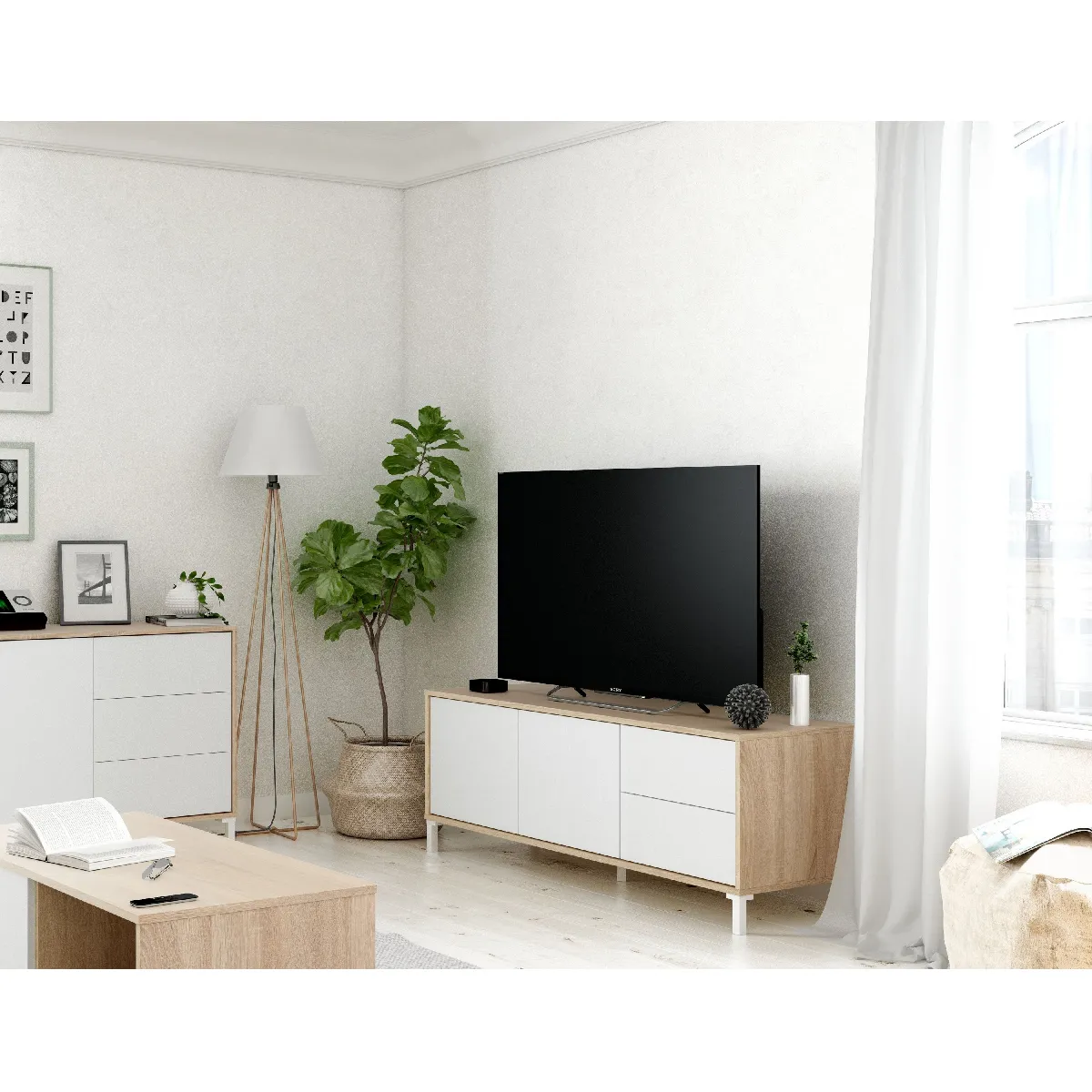Alter Meuble TV - chêne et blanc Alter Meuble TV - chêne et blanc
