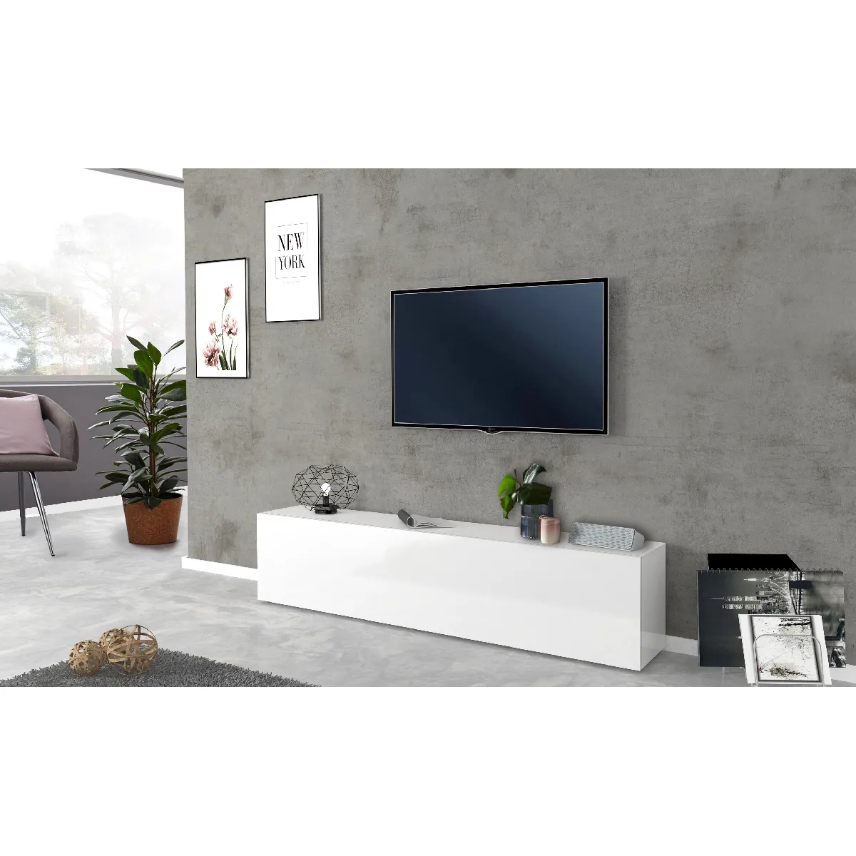 Alter Meuble TV - Blanc brillant Alter Meuble TV - Blanc brillant