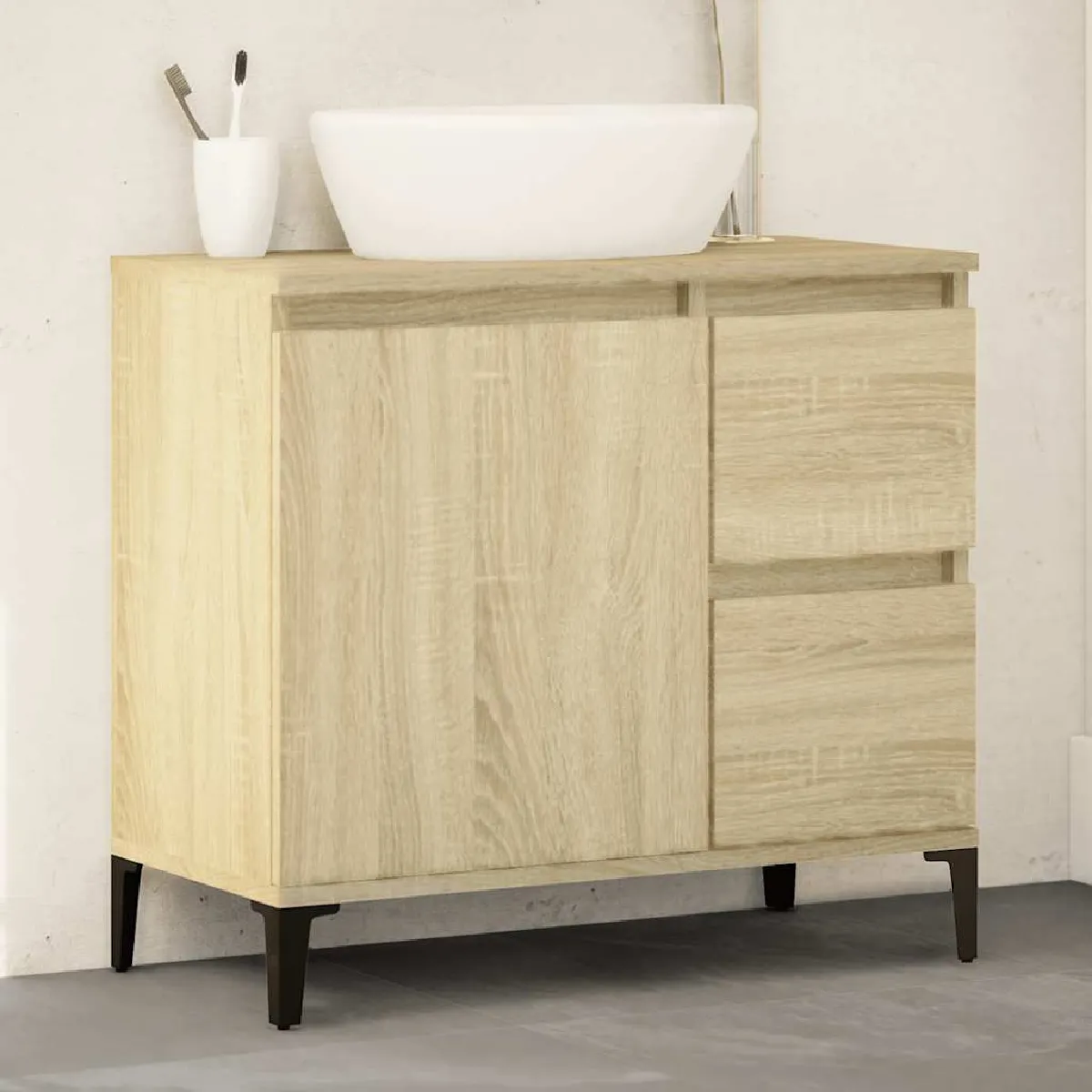 vidaXL Armoire salle de bain Chêne sonoma - vue 2