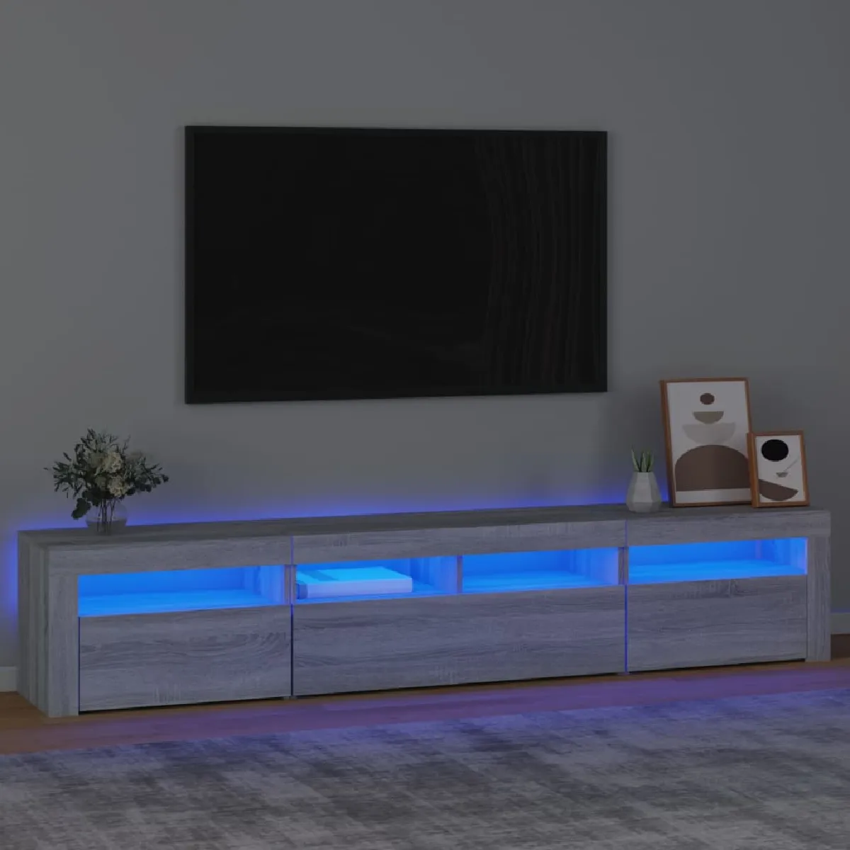 Vidaxl Gris Meuble Tv - Sonoma Avec Led