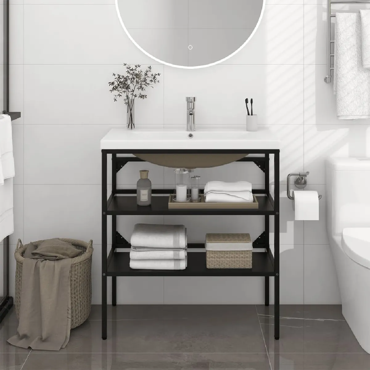 vidaXL Lavabo encastré et