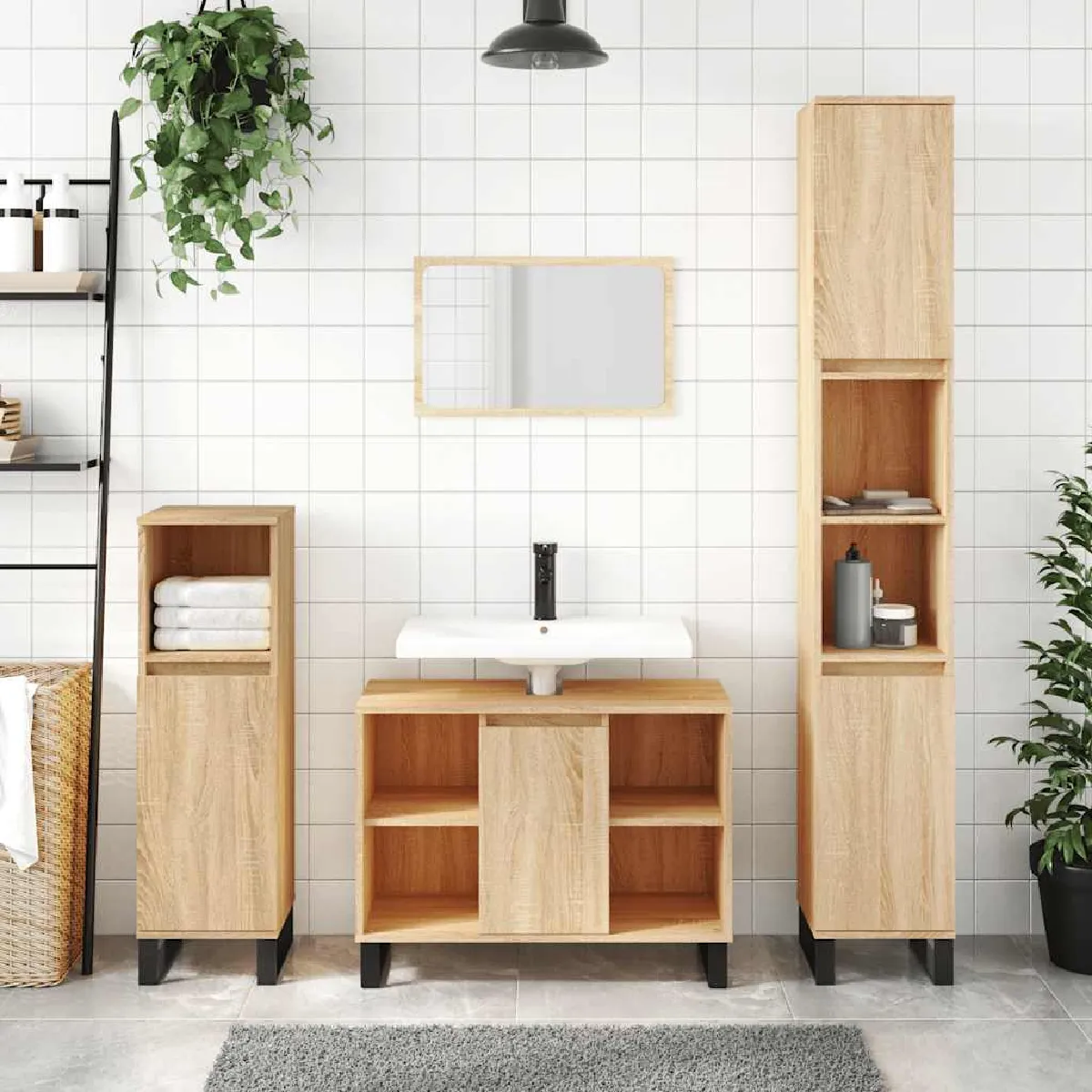 Non Communiqué Marron Vidaxl Armoire Salle De Bain Chêne Sonoma 80X33x60cm Bois D'ingénierie831639 - Image 3