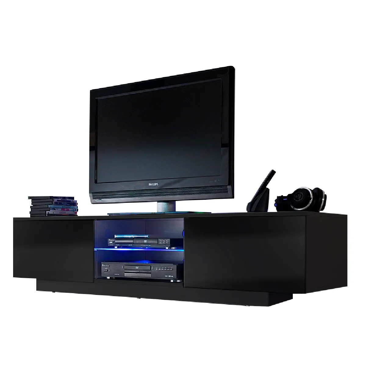 DUSINE Meuble LED TV Giorgio Noir mat 160 cm DUSINE Meuble LED TV Giorgio Noir mat 160 cm