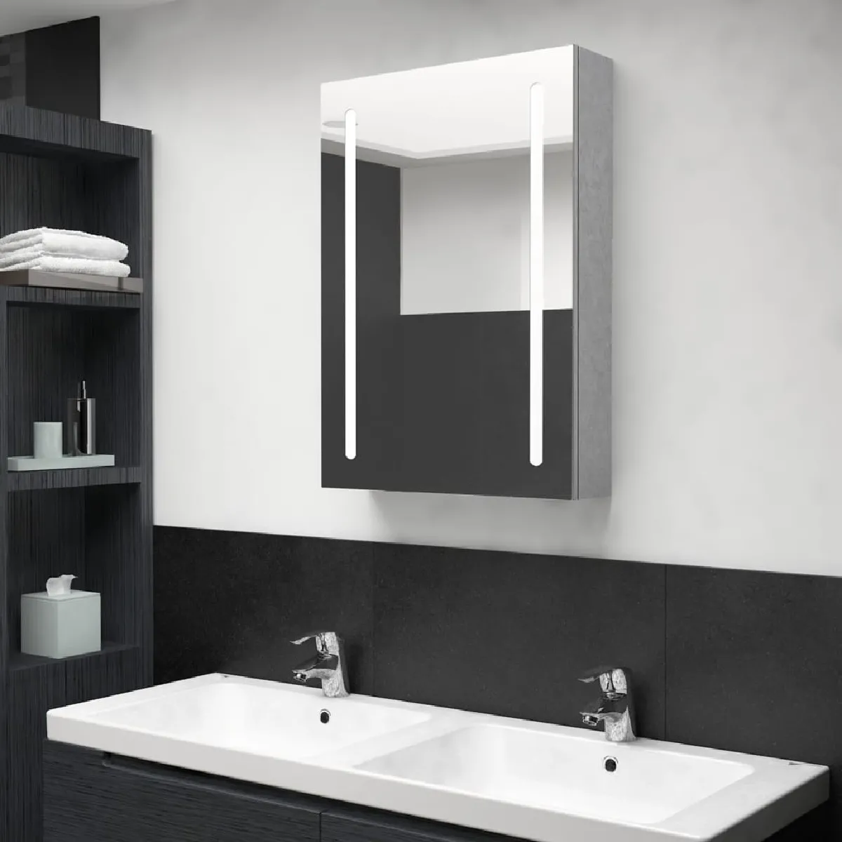 vidaXL Armoire à miroir LED béton