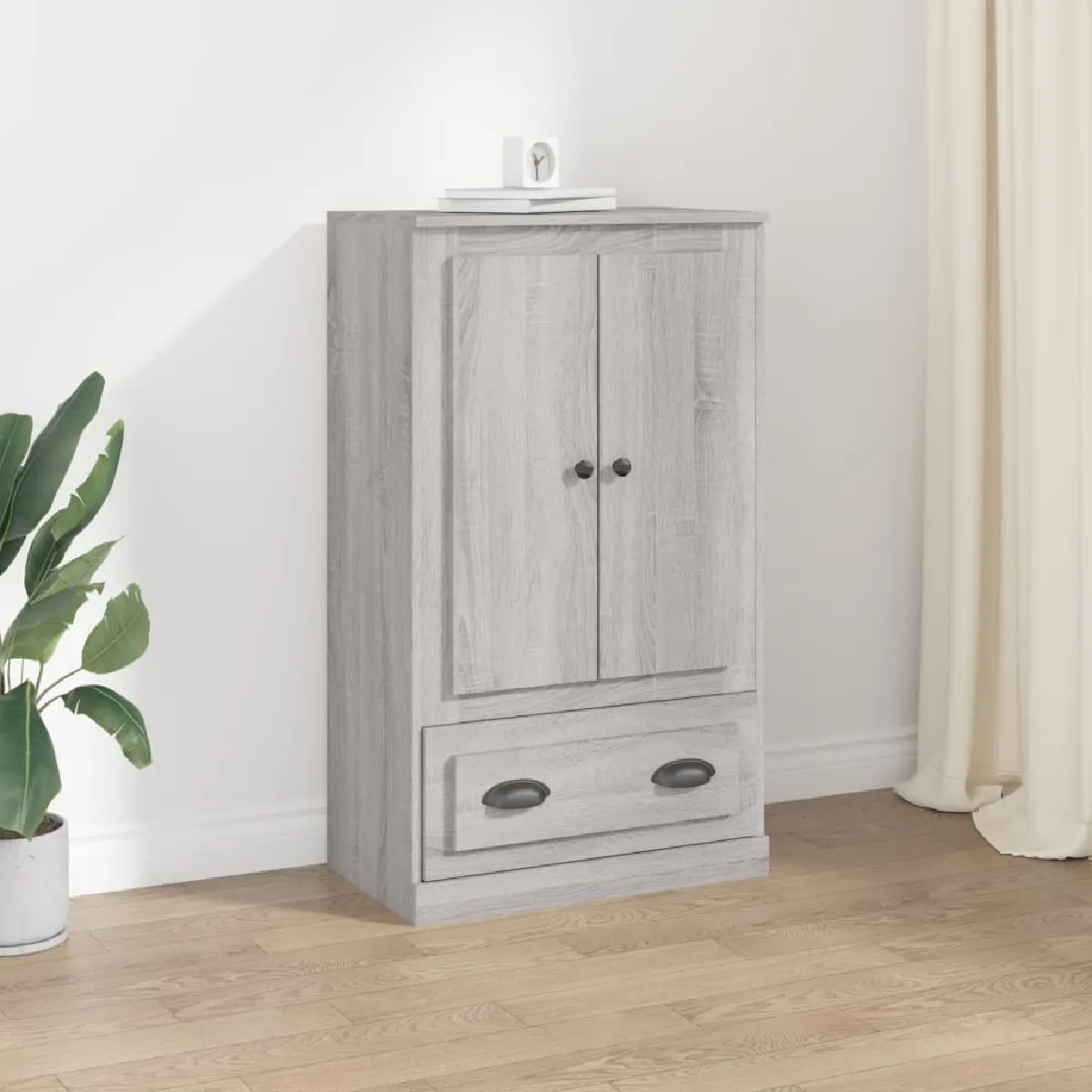 Non Communiqué Gris Vidaxl Buffet Haut, Armoire Latérale, Meuble De Rangement, Organisateur De Salon Salle De Séjour Intérieur, Moderne, Sonoma Bois D'ingénierie - Image 3