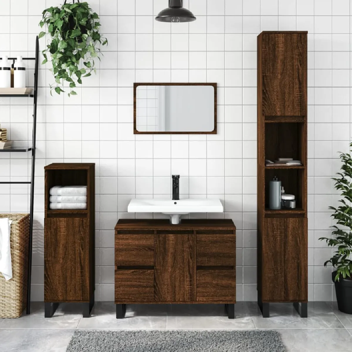 vidaXL Armoire de bain chêne - vue 2