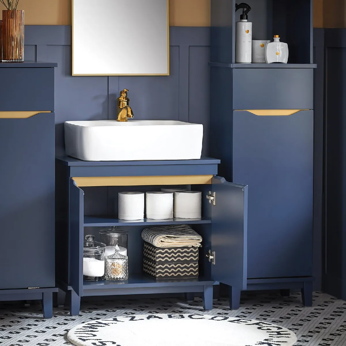 SoBuy BZR113-B Meuble sous-lavabo Bleu