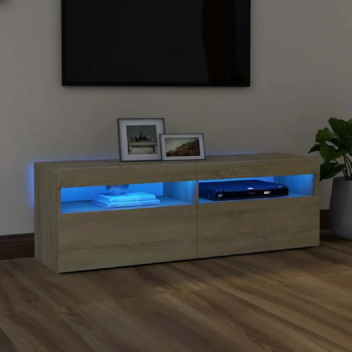 Vidaxl Meuble TV LED 120x35x40 cm - Chêne Sonoma