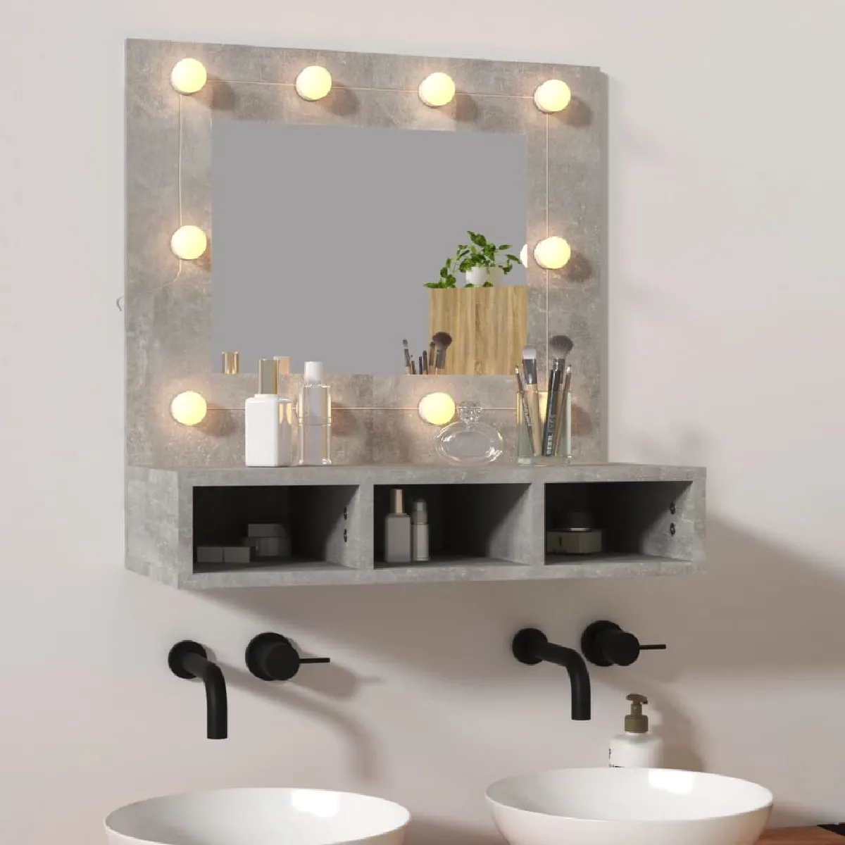 vidaXL Armoire à miroir LED béton - vue 2