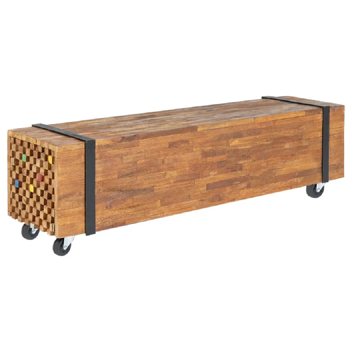 vidaXL Meuble TV - Teck Massif 110x30x32,5 cm