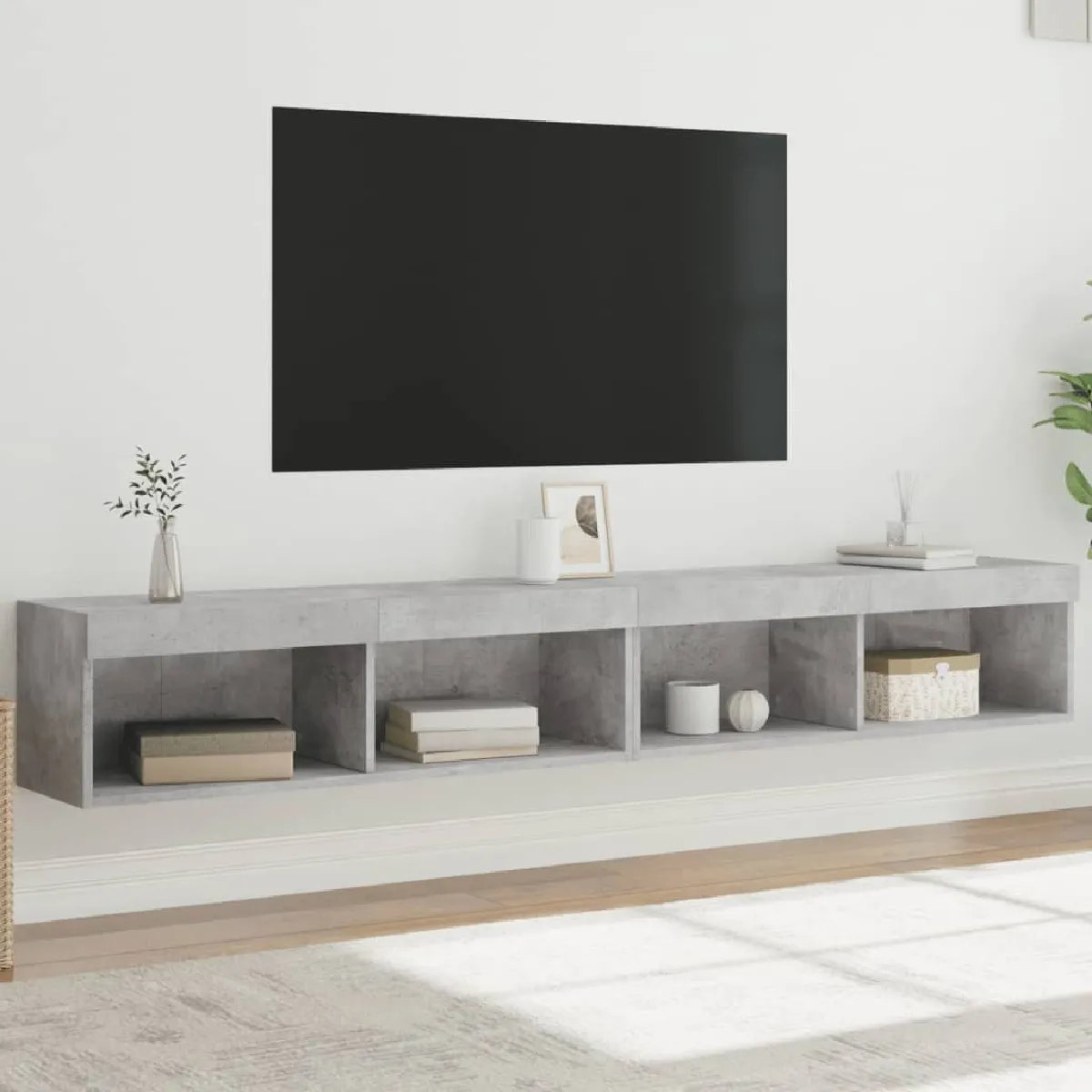 vidaXL Meubles TV avec LED 2 pcs béton - vue 2