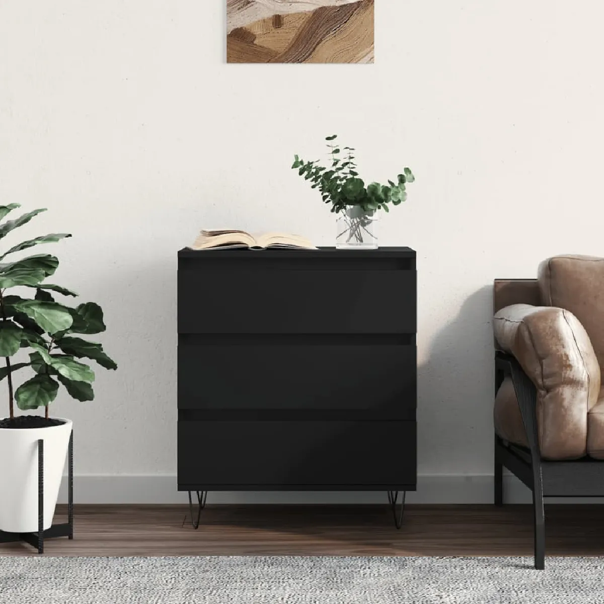 Non Communiqué Noir Vidaxl Buffet 60X35x70 Cm Bois D'ingénierie827181 - Image 3