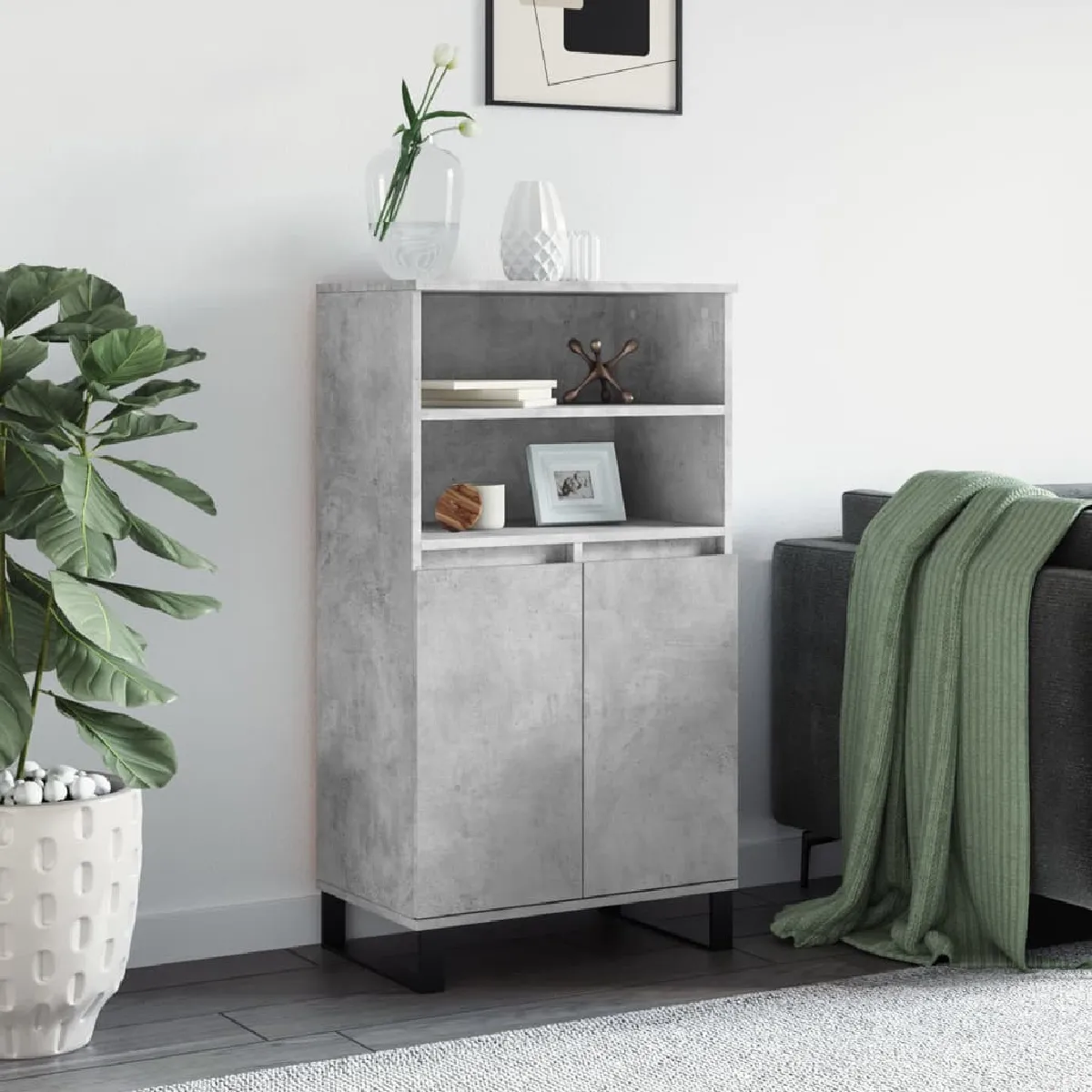 Vidaxl Gris Buffet Haut - Béton