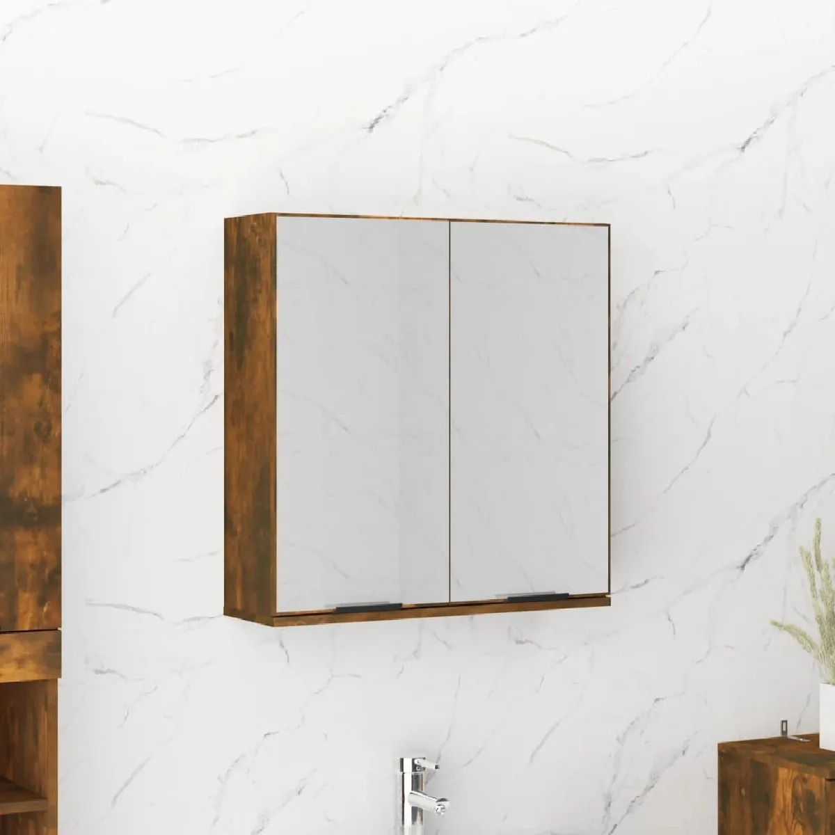 vidaXL Armoire miroir Chêne fumé