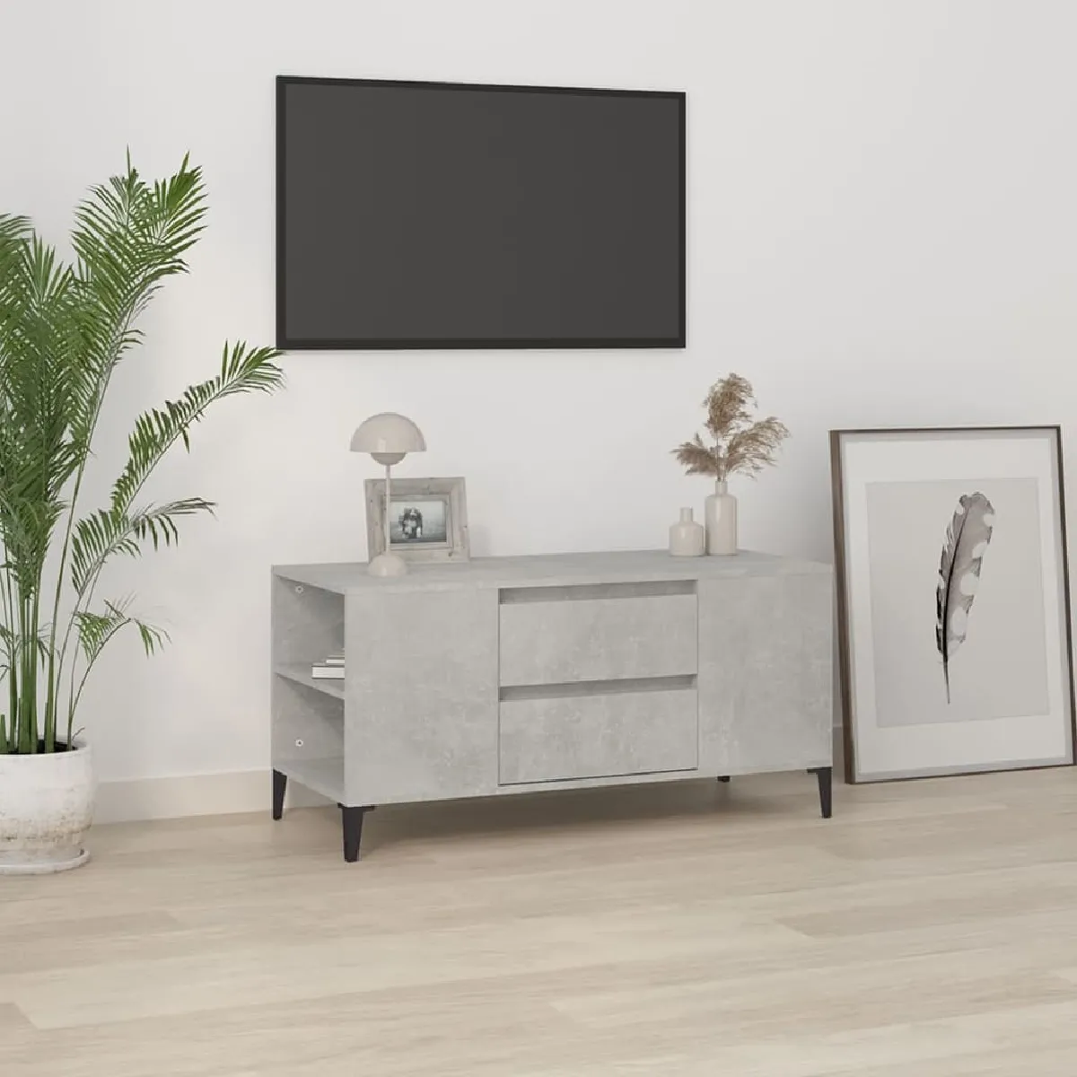 VIDAXL - Meuble TV - Gris béton - 102x44,5x50 cm - Image 3
