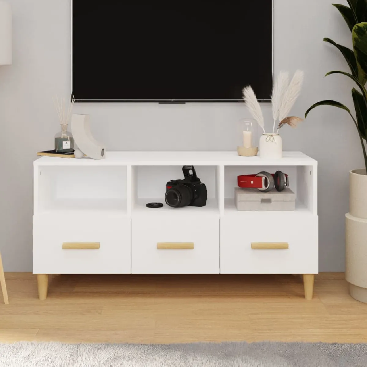Vidaxl Blanc Meuble Tv Brillant