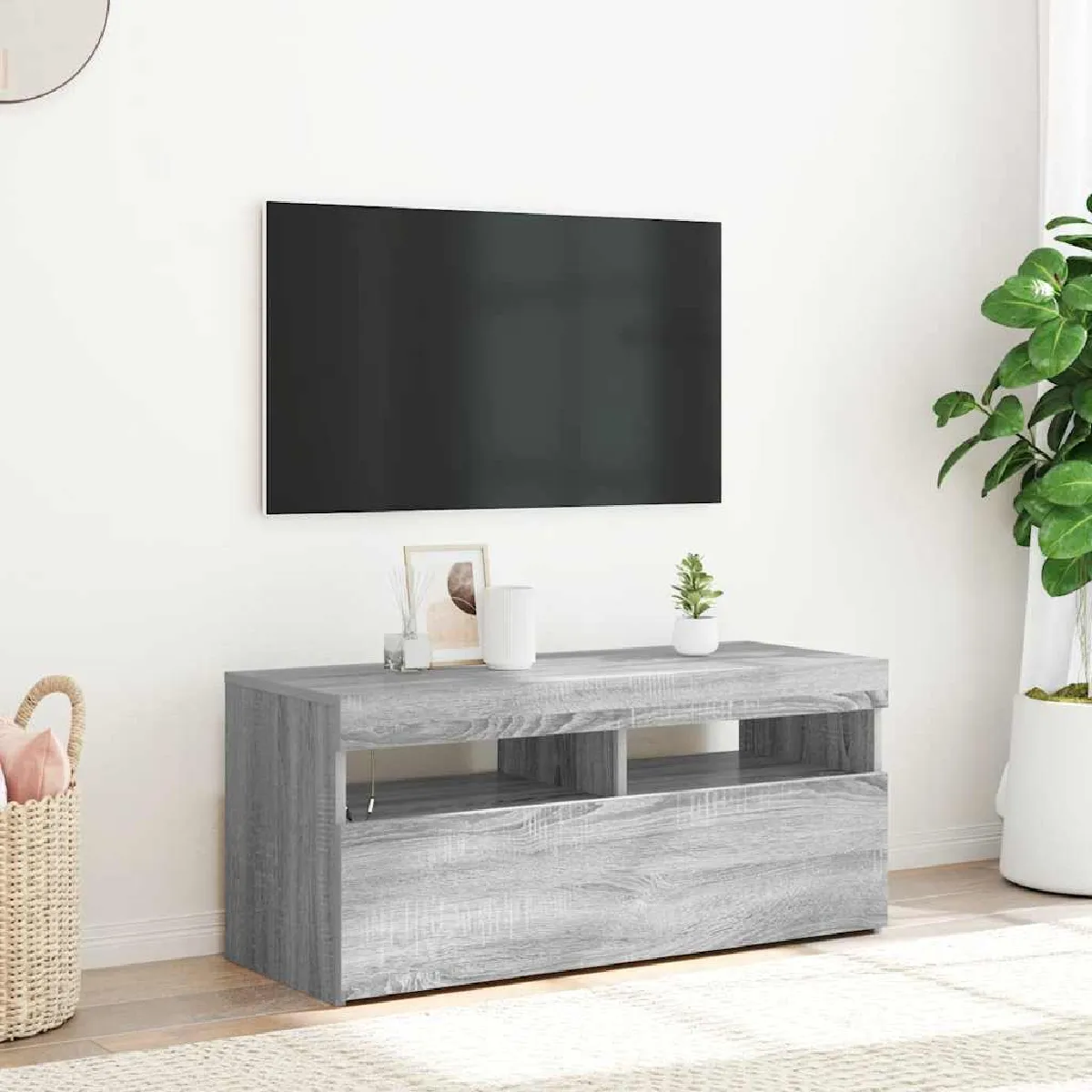 VidaXL Meuble TV LED Sonoma - vue 2