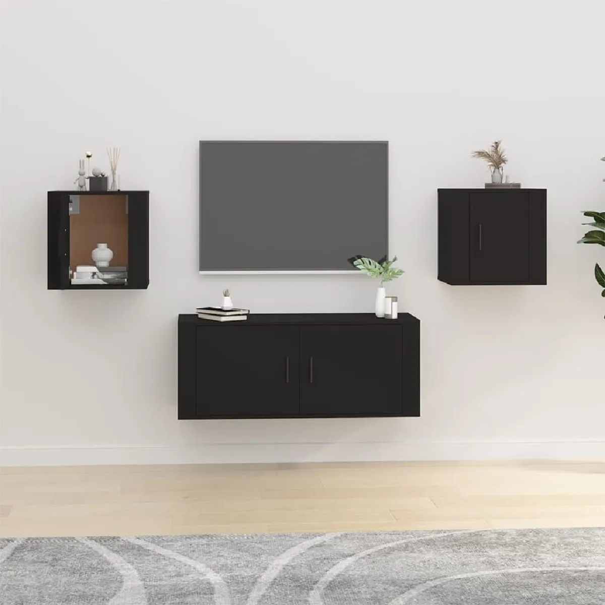 Non Communiqué Noir Vidaxl Meubles Tv Muraux 2 Pcs 40X34,5X40 Cm816643 - Image 3