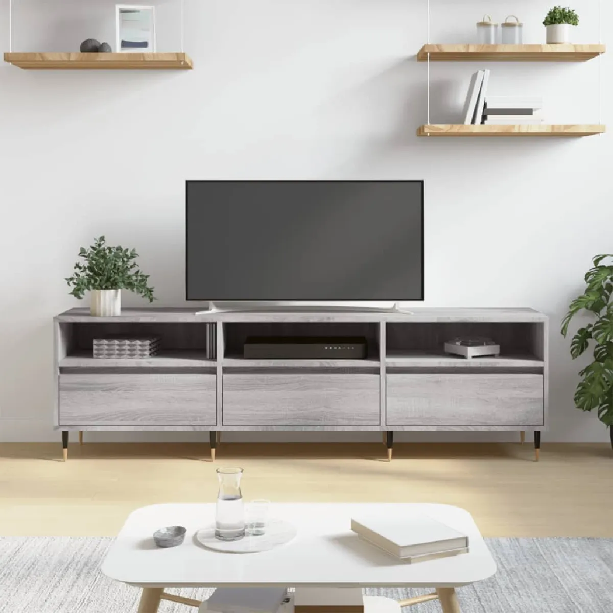 VIDAXL - Meuble TV - 150x30x44,5 cm - Gris - Image 2