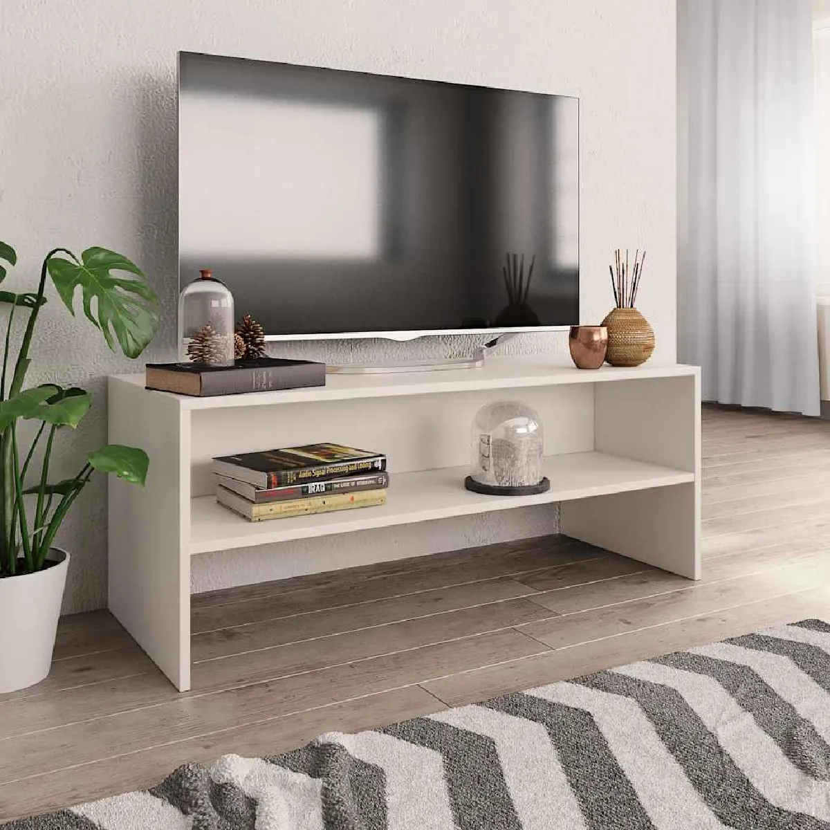 Vidaxl Blanc Meuble Tv 100X40x40 Cm Bois D'ingénierie - Image 3
