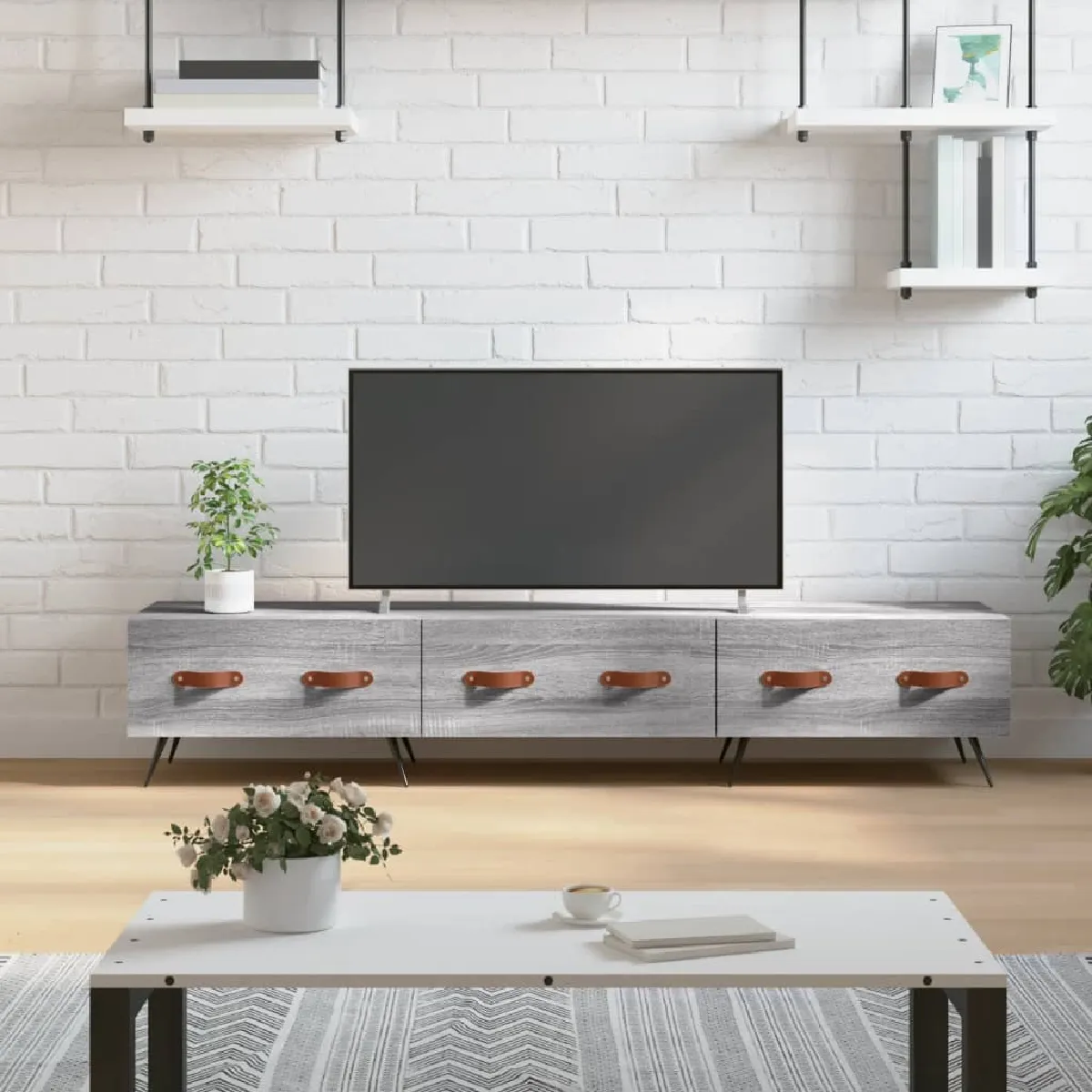Vidaxl Gris Meuble Tv - Bois D'ingénierie