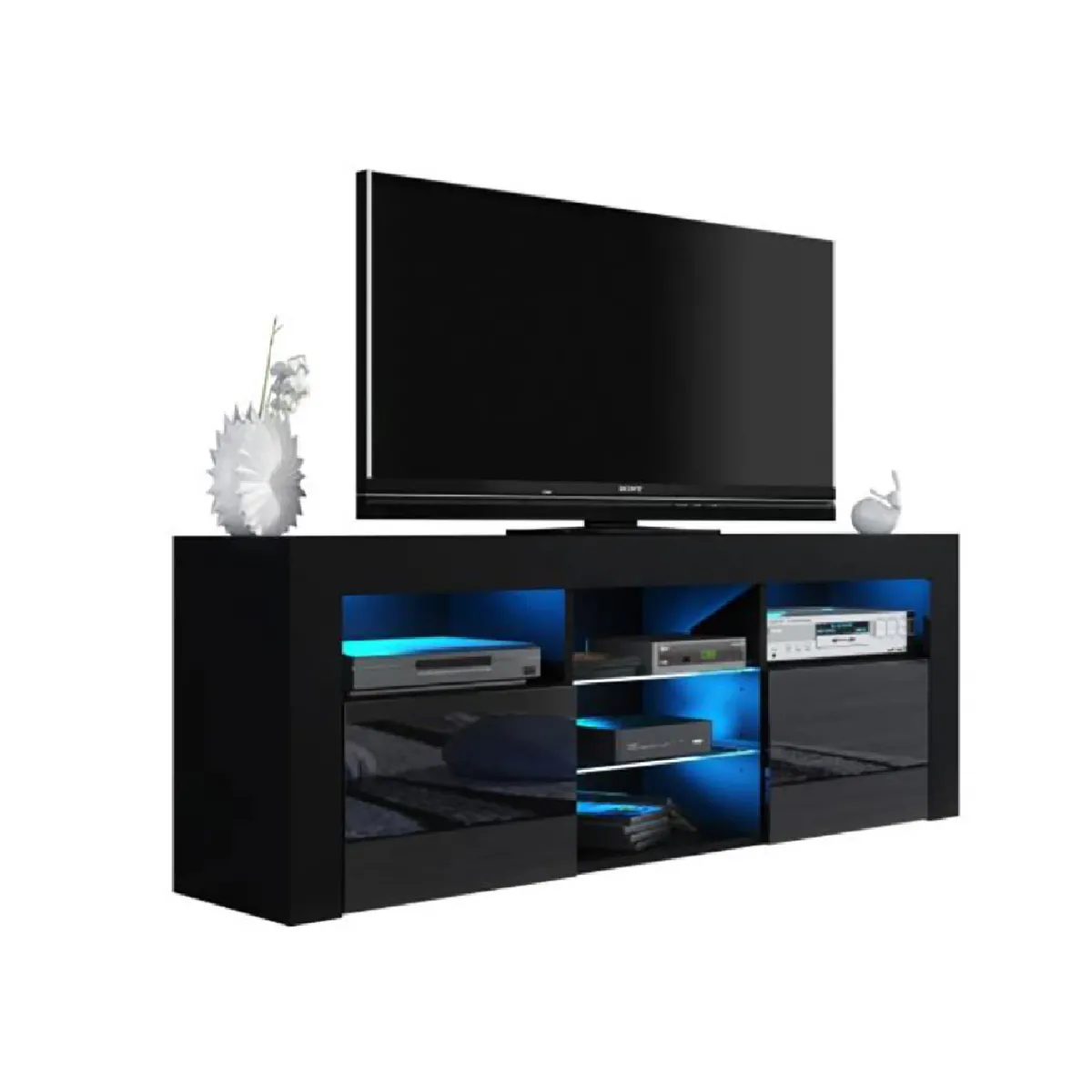 Meuble TV Dusine JIVE - Noir LED Meuble TV Dusine JIVE - Noir LED