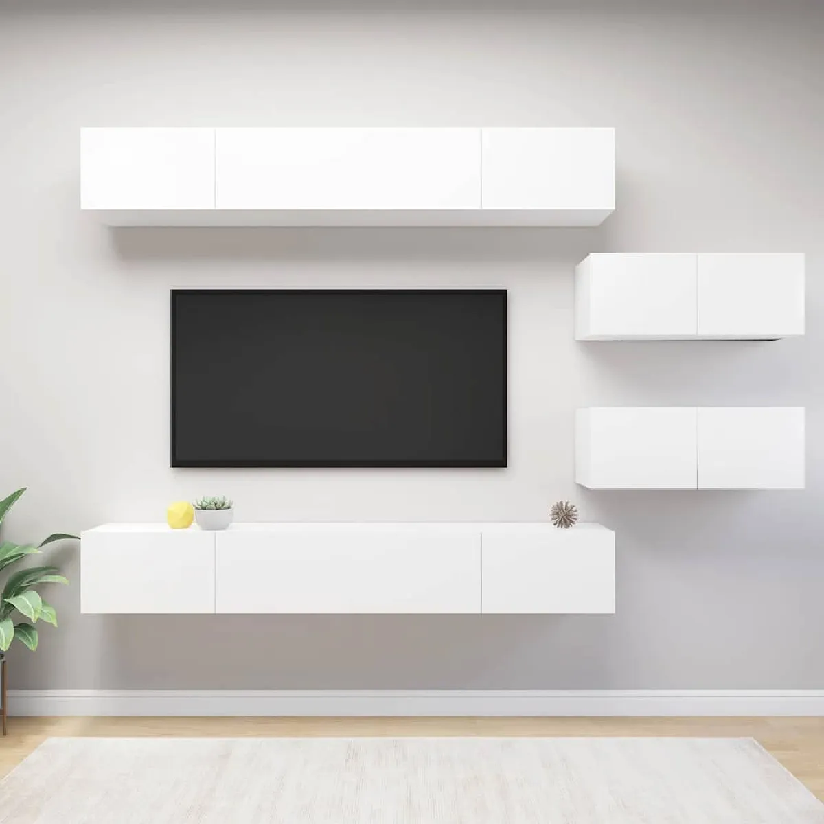 Non Communiqué Blanc Ensemble De Meubles Tv 6 Pcs Bois D Ingénierie - Image 3