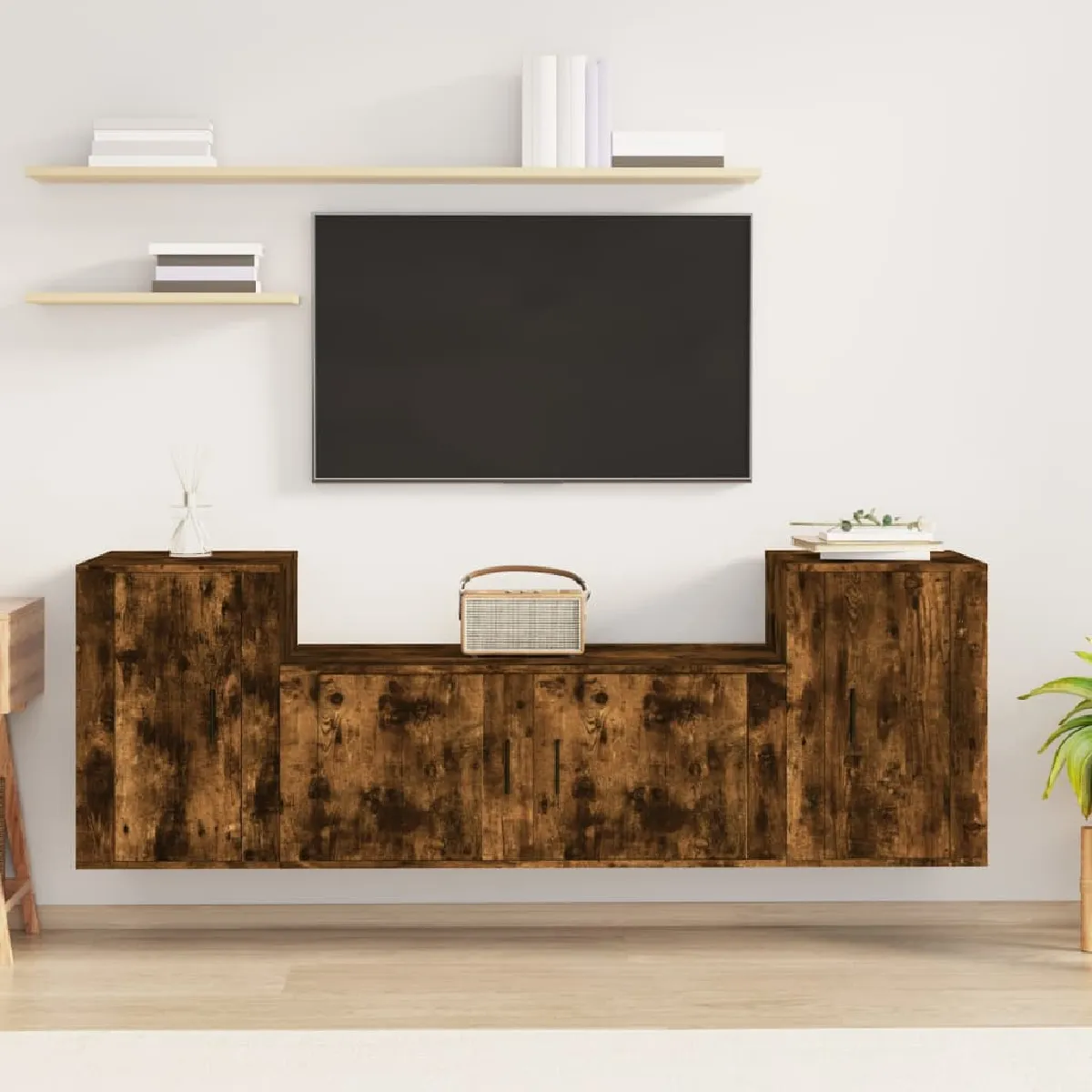 VIDAXL - Ensemble Meuble TV Mural - 3 Pièces - Moderne - Chêne Fumé - Image 2