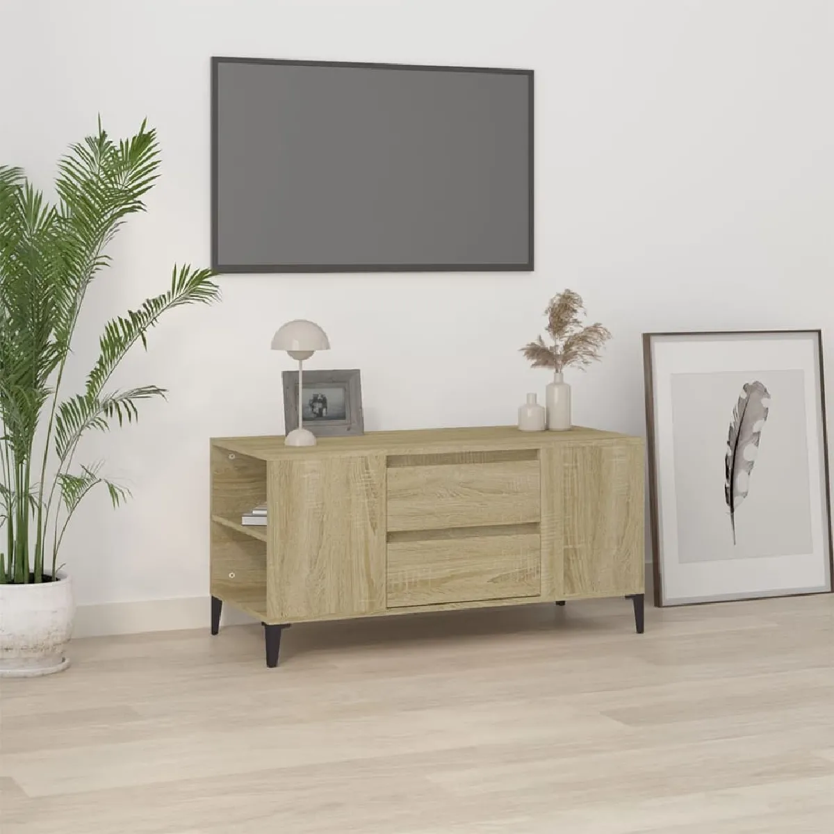 Non Communiqué Marron Vidaxl Meuble Tv Chêne Sonoma 102X44,5X50 Cm Bois D'ingénierie819607 - Image 3