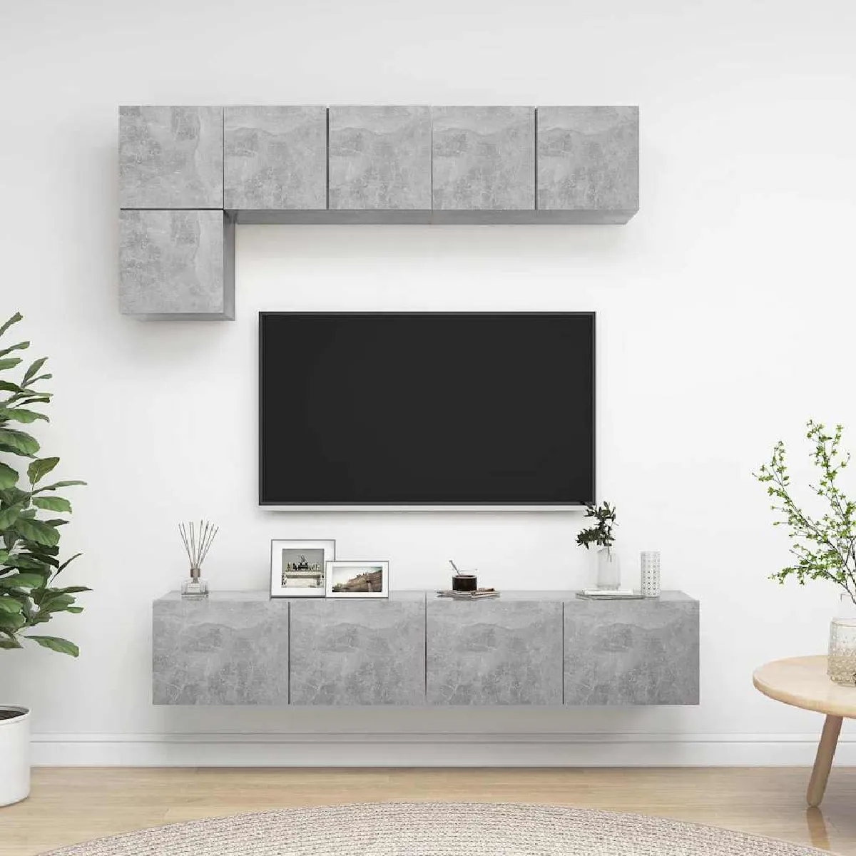 Non Communiqué Gris Ensemble De Meubles Tv 5 Pcs Béton Bois D Ingénierie - Image 3