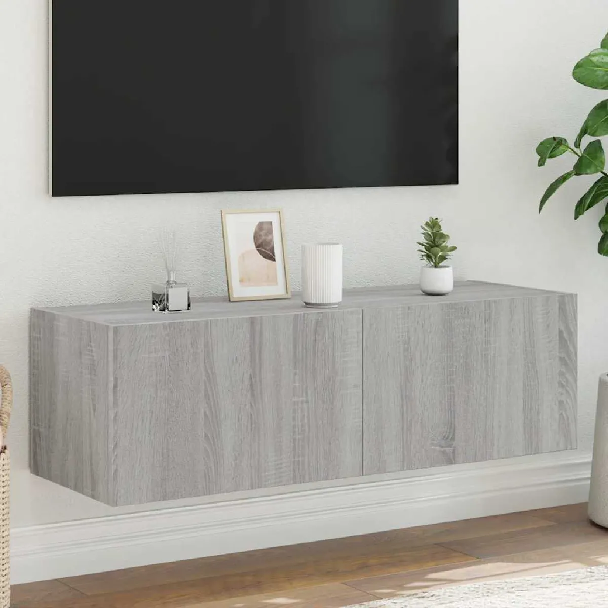 VIDAXL - Meuble TV Mural - Moderne - Suspendu - Avec Rangement et Éclairage LED - Image 3