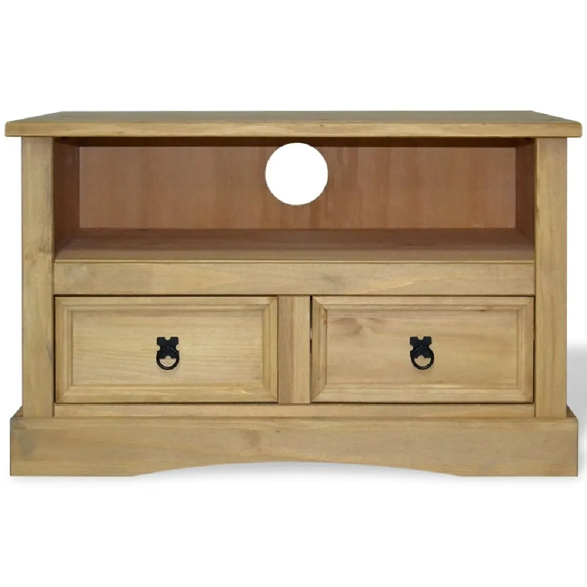 Meuble t&eacute;l&eacute; buffet tv t&eacute;l&eacute;vision design pratique pin mexicain gamme corona 91 cm - Or