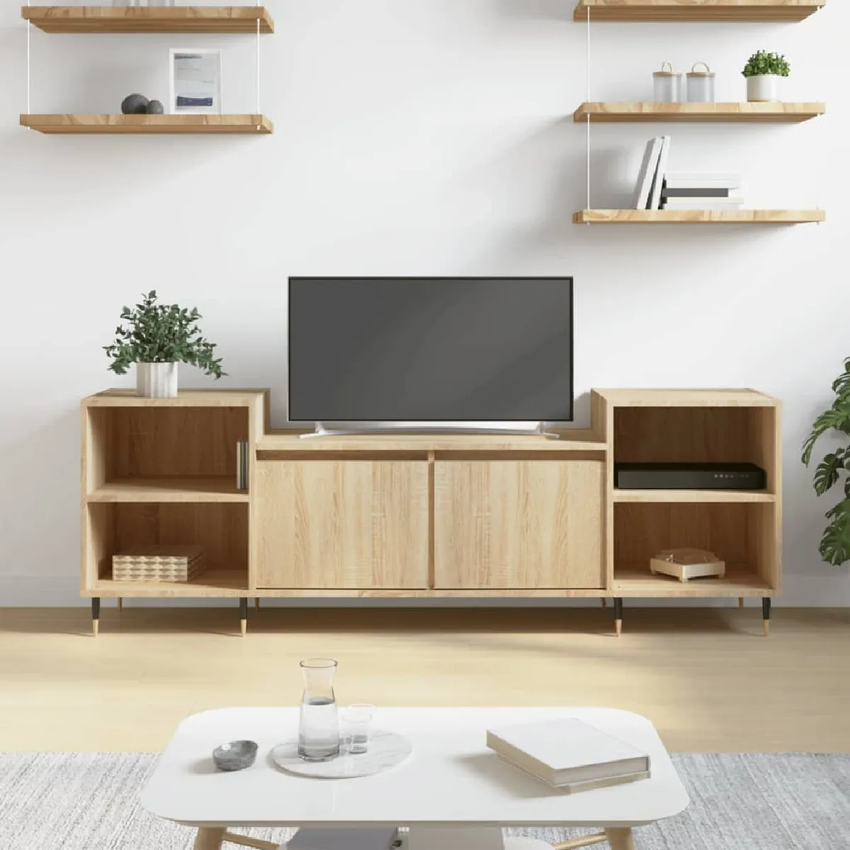 Non Communiqué Marron Vidaxl Meuble Tv, Armoire De Télévision Avec 6 Compartiments, Meuble Télé Avec Portes Salon Salle De Séjour, Moderne, Chêne Sonoma Bois D'ingénierie 831335 - Image 3