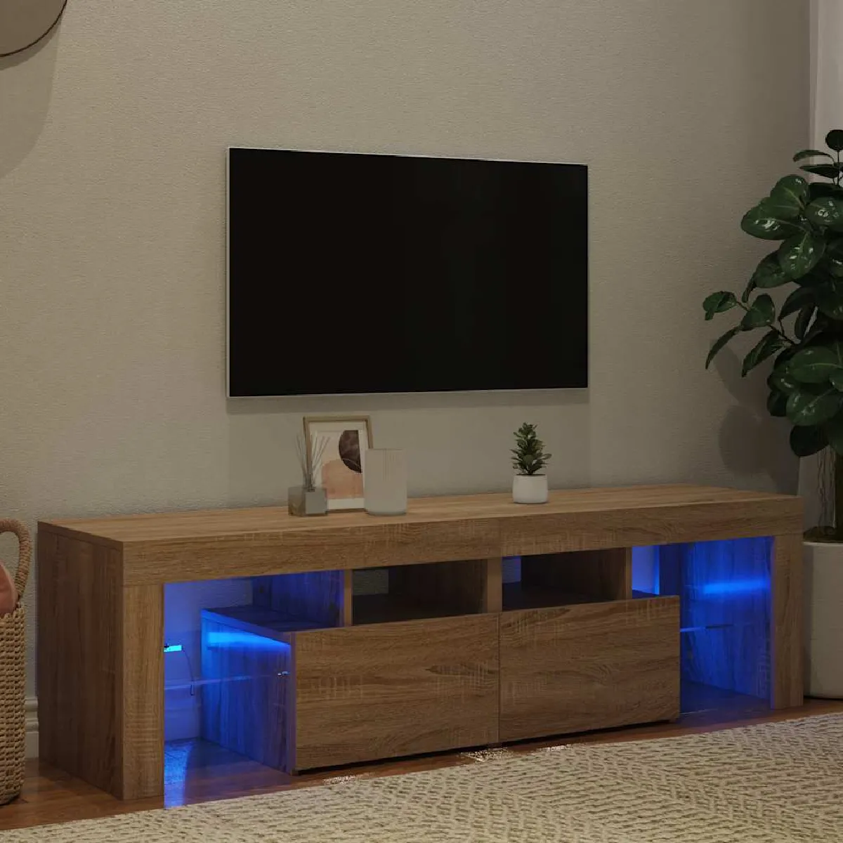 Vidaxl Meuble TV LED Chêne Sonoma 140 cm