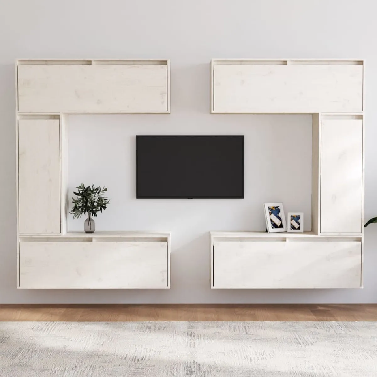 Non Communiqué Blanc Vidaxl Meubles Tv 6 Pcs Bois Massif De Pin3100200 - Image 3