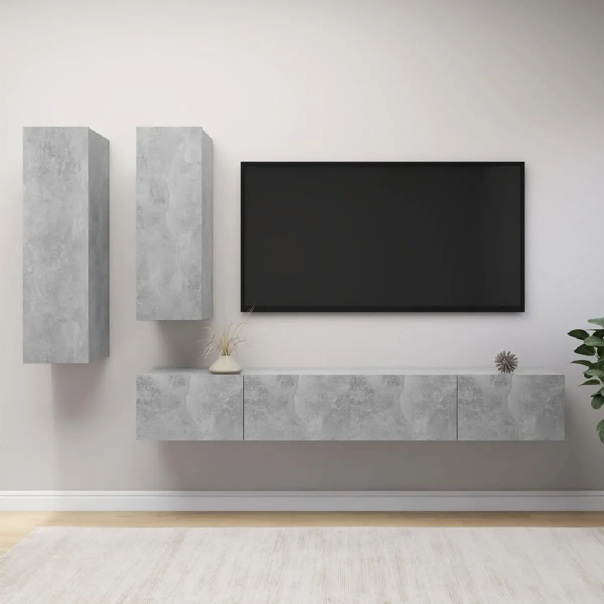 vidaXL Meubles TV béton 4 pcs