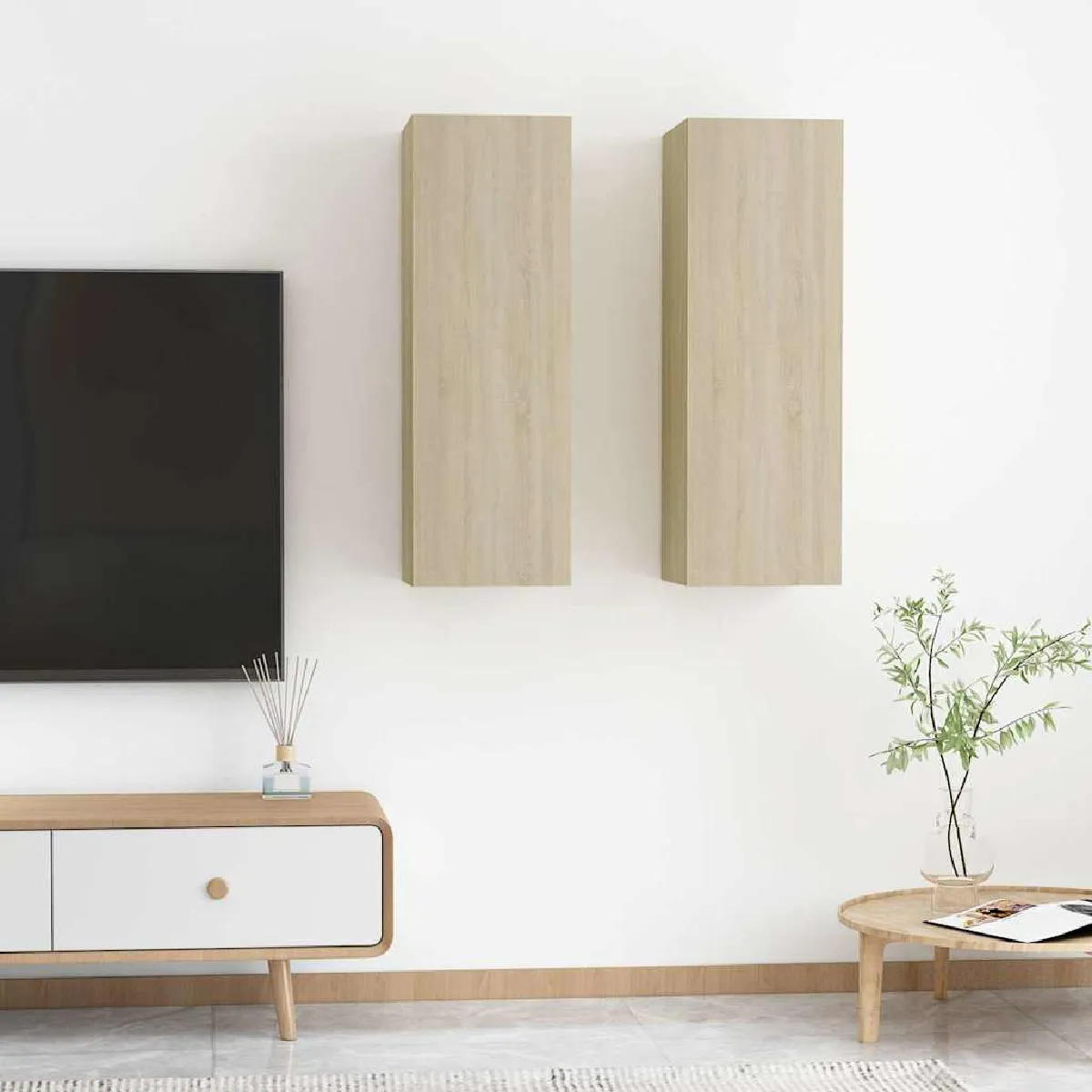 VIDAXL - Meuble TV - Lot de 2 - Chêne Sonoma - 30,5x30x90 cm - Image 3