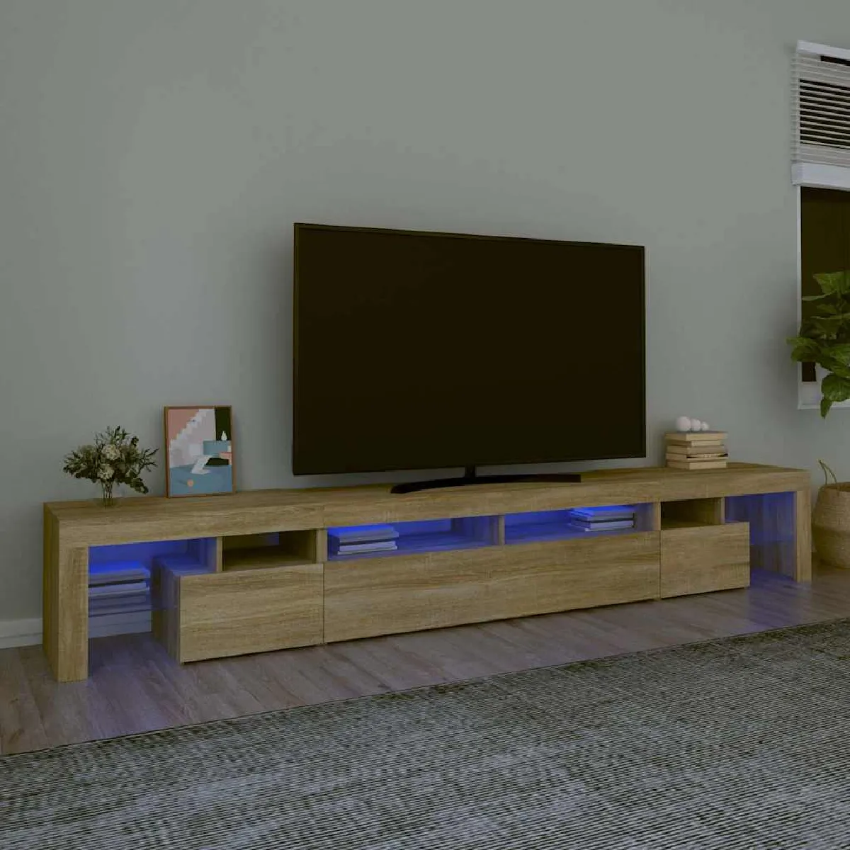 vidaXL Meuble TV LED Chêne sonoma - vue 8