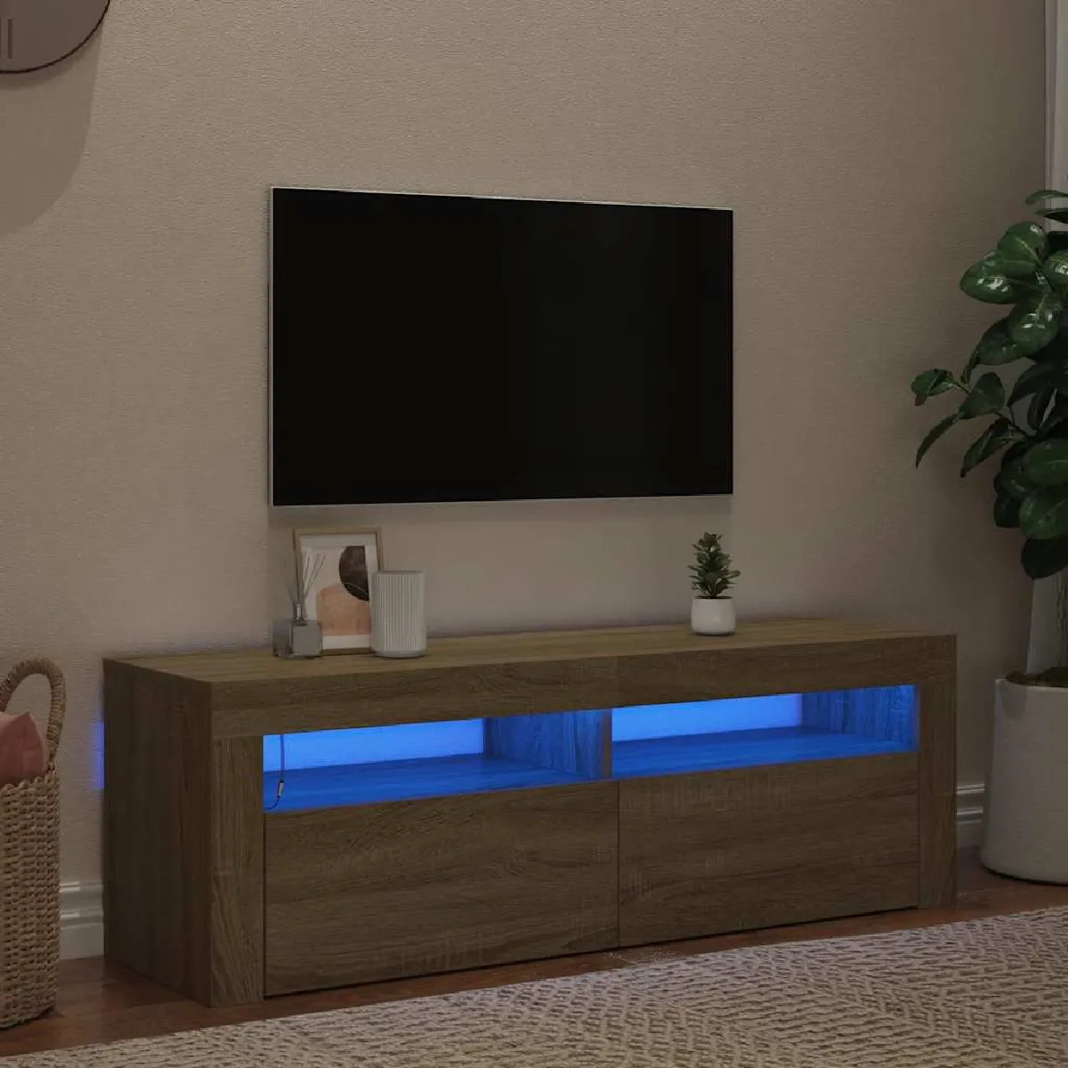 VIDAXL - Meuble TV - Chêne - 120x35x40 cm - Image 2