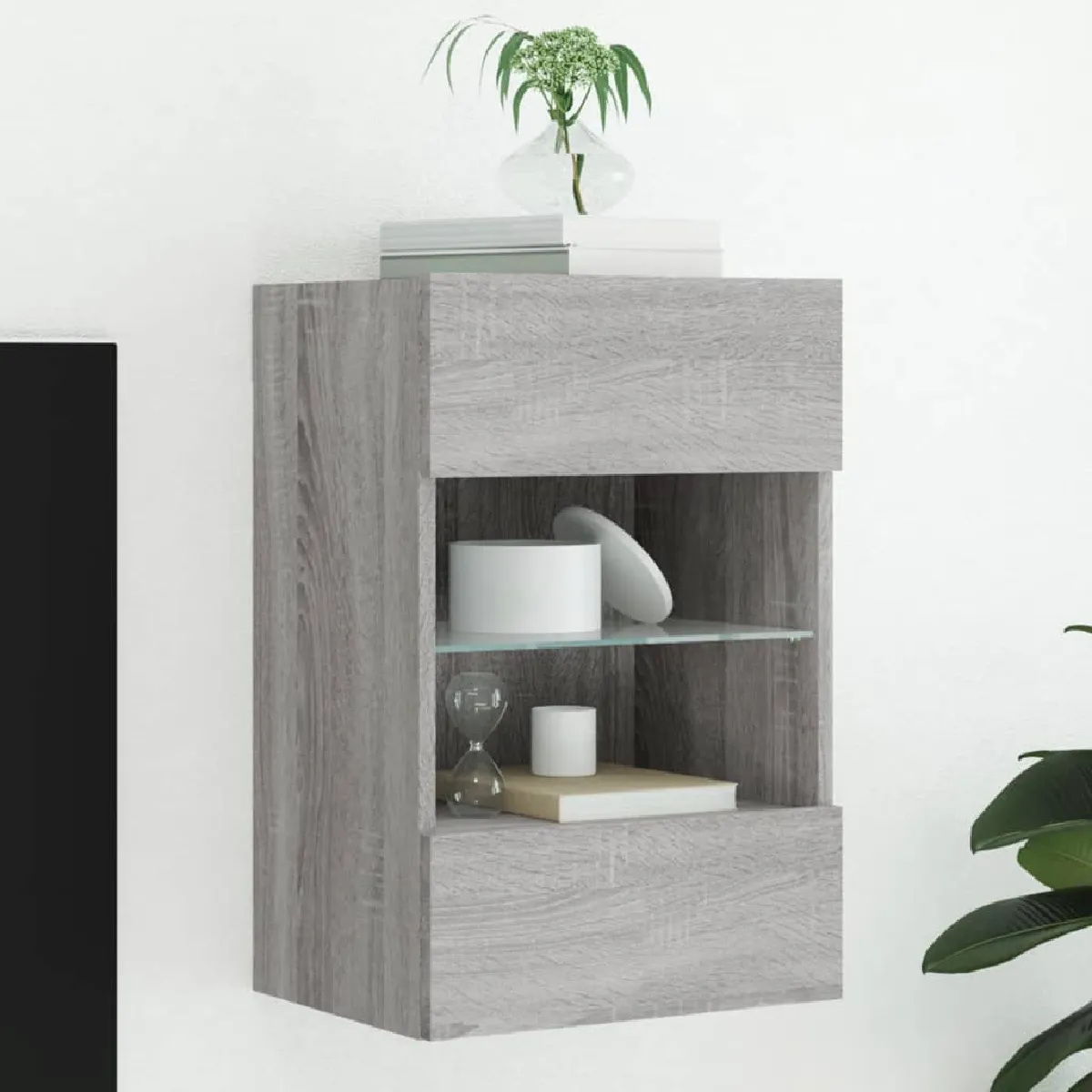 VIDAXL - Meuble TV Mural - Style Moderne - Gris - 40x30x60,5 cm - Image 3
